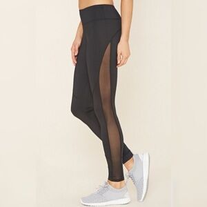Forever 21 Black Sexy Sheer Stretch Mesh Side Panel Active Leggings Pants S